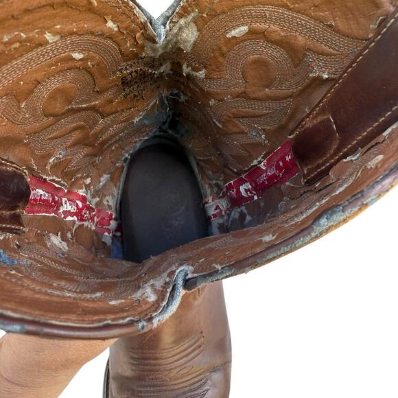 Tony Lama FR Western Cowboy Boots Men’s 10 D Brown Leather Field & Ranch USA Rop - Picture 8 of 9